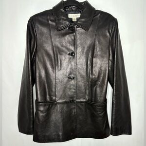Casual Corner Jacket Black  Y2K 100% Leather Size S
